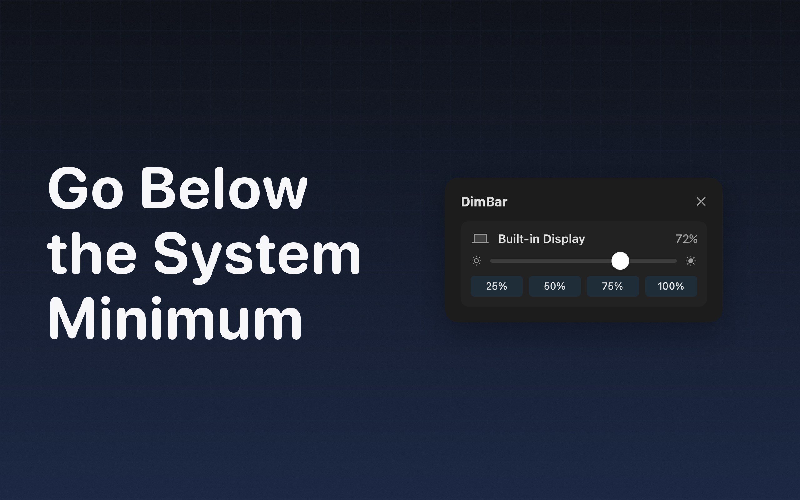 DimBar taking a display below the system minimum brightness in dark mode